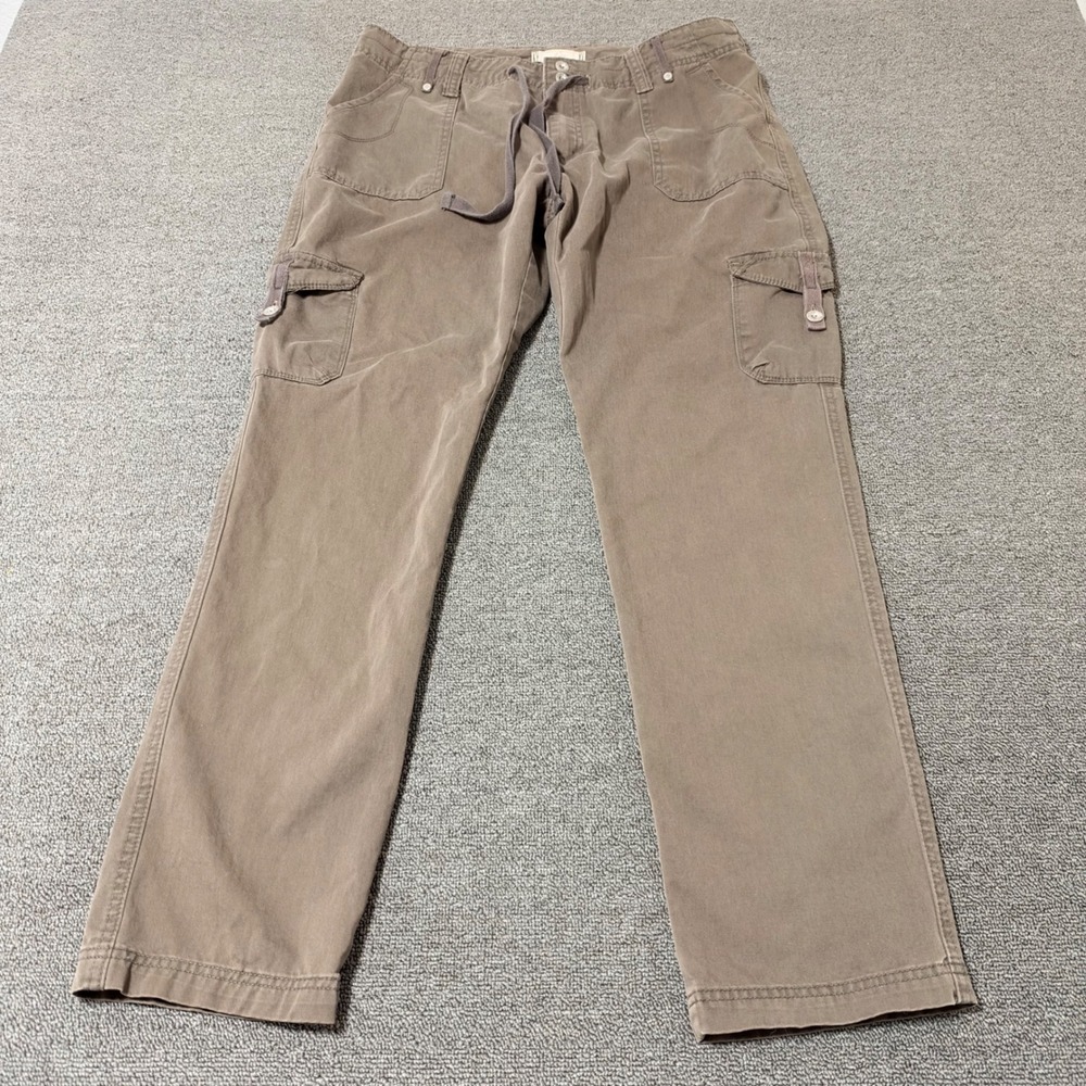 Levis Brown Cotton Cargo Pants Straight Leg Drawstring Waist Size 12 Utility